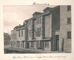 Het Drie Tuns Café in Jacob Street, Bermondsey door John Chessell Buckler