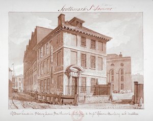 Uitzicht op een brouwhuis aan Stoney Lane, Bermondsey, Southwark, Londen door John Chessell Buckler