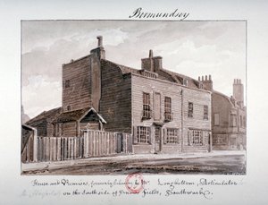 Uitzicht op huizen aan de zuidkant van Snowsfields, Bermondsey, Londen, 1828
