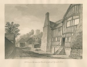 Worcestershire - Droitwich - Dodderhill Oud Huis: sepia tekening