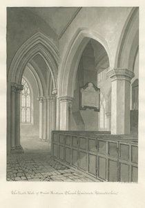 Worcestershire - Droitwich - Interieur van de Sint-Andreaskerk: sepia tekening