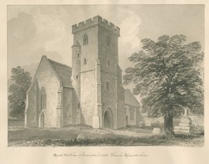 Worcestershire - Hampton Lovett Kerk: sepia tekening, 1833