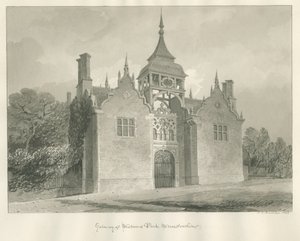 Worcestershire - Westwood Park - Ingangspoort: sepia tekening, 1833