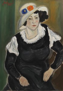 Een dame met een hoed. De vrouw van de kunstenaar, Dagny Marie Christensen door John Christensen