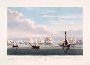 Nederlandse koopvaardijschepen verlaten Portsmouth, 2 juni door John Christian (after) Schetky