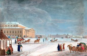 Plein en het Grote Theater in St. Petersburg, 1817 door John Clark