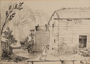 Molen bij Ditton door John Claude Nattes