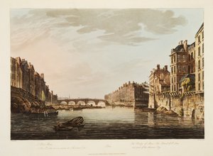 De brug van Marie, het eiland St. Louis en een deel van de oude stad, illustratie uit Versailles, Parijs en Saint Denis, uitgegeven 1807 door John Claude Nattes