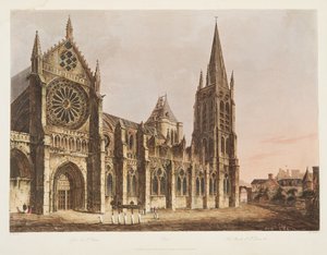 De kerk van St. Denis, illustratie uit Versailles, Parijs en Saint Denis, uitgegeven 1805 door John Claude Nattes