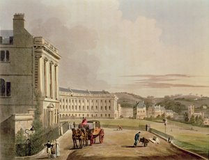 De Crescent, detail van de straat, uit Bath Geïllustreerd door een Serie van Zichten, gegraveerd door John Hill