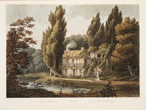 Versailles, de eetkamer in het kleine Trianon, illustratie uit Versailles, Parijs en Saint Denis, uitgegeven 1805 door John Claude Nattes