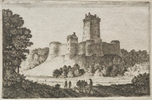 Borthwick Castle vanuit het oosten door John Clerk of Eldin