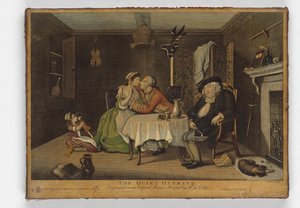 De Rustige Echtgenoot, prent gemaakt door John June, ca. 1768 door John Collet
