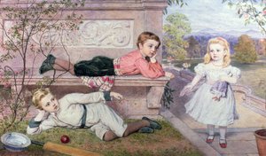 De Farrer Kinderen, Gaspard, Henry en Cecilia in de Tuinen van een Landhuis in Berkshire door John Collingham Moore