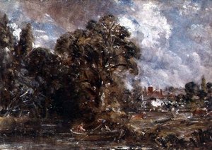 Een boerderij aan de waterkant door John Constable