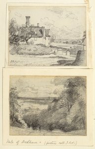 Een herenhuis en Dedham vanaf Gun Hill, Langham door John Constable