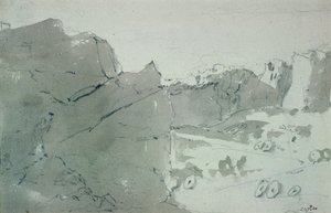 Een steengroeve voor molenstenen in Derbyshire, 1801