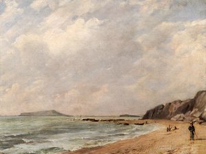 Een uitzicht op Osmington Bay, Dorset, richting Portland Island