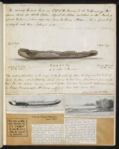 Oudheden: Tekening van oude Britse kano ontdekt (1824) in North Stoke