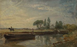 Schuit onder Flatford Lock door John Constable