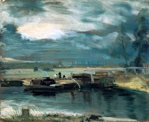 Aken op de Stour, met Dedham kerk in de verte, 1811 door John Constable