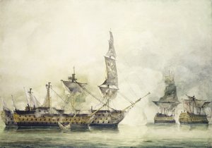 H.M.S. Victory bij de Slag om Trafalgar, 1805 door John Constable