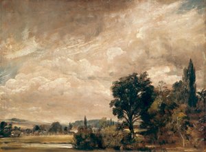 Harnham Ridge gezien vanaf het huis van aartsdiaken Fisher, Salisbury door John Constable