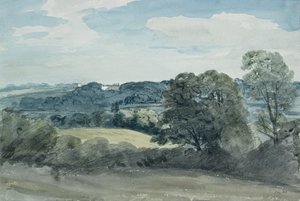Landschap met gebouwen in de verte