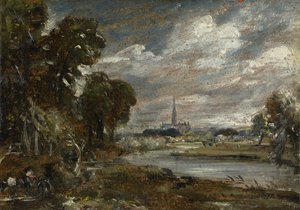 Kathedraal van Salisbury vanaf de rivier Nadder, ca. 1829 door John Constable