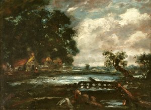 Studie voor Het springende paard (Gezicht op de Stour) (olieverf op doek) door John Constable