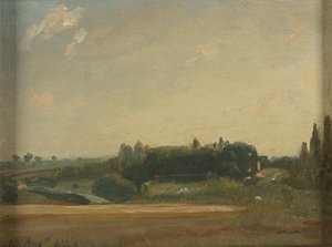 Uitzicht richting de pastorie, East Bergholt door John Constable