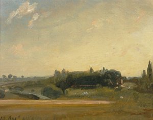 Uitzicht richting de pastorie, East Bergholt door John Constable