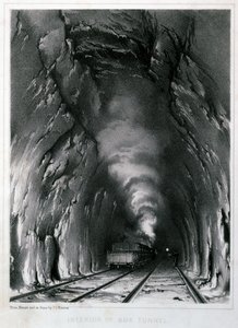 Interieur van Box Tunnel, 1846 door John Cooke Bourne