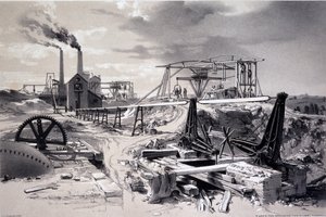 Pompen, ventilatieschacht, Kilsby Tunnel, Northamptonshire, 15 juli 1837 door John Cooke Bourne
