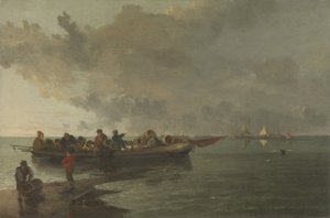 Een Schuit met een Gewonde Soldaat door John Crome
