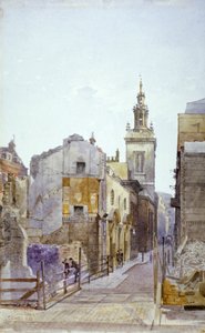 College Hill en de Kerk van St Michael Paternoster Royal, City of London, 1883 door John Crowther