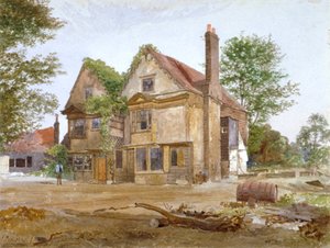 Vooraanzicht van Basing Manor House, Peckham High Street, Camberwell, Londen, 1884