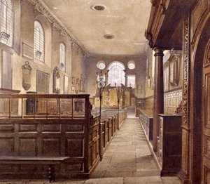 Interieur van St Olave Jewry, Londen, 1887 door John Crowther