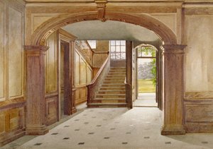 Interieurweergave van de trap in Fairfax House, High Street, Putney, Londen, 1887