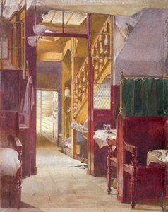 Interieurzicht met de trap in de Cock Tavern, Fleet Street, City of London, 1881