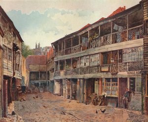 Kings Head Inn en Kings Head Inn Yard, Borough High Street, Southwark, Londen, 1879 door John Crowther