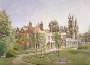 De voordeur en tuin van Raleigh House, Brixton Hill, Lambeth, Londen door John Crowther