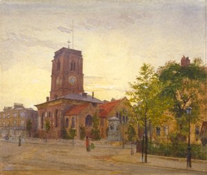 Zicht op All Saints Church, Chelsea, Londen, 1880 door John Crowther