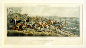 Een strijd om een start, De Leicestershires, gegraveerd door Henry Alken, 1825