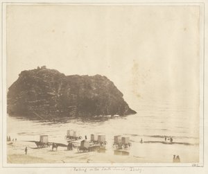Zwemmen op de South Sands, Tenby. door John Dillwyn Llewelyn