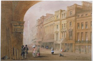 Uitzicht op Grey Street, Newcastle upon Tyne door John Dobson