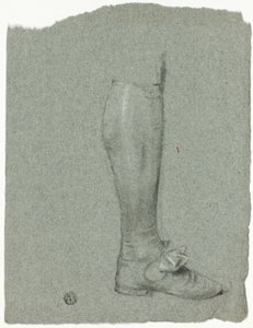 Been van staande figuur (recto); Schets van schoenen (verso)