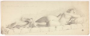 Oude standbeeld van slapende hermafrodiet