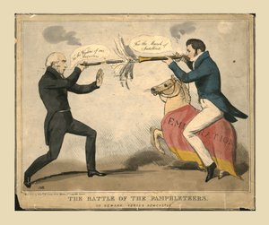 De slag van de pamflettisten. Of Newark versus Newcastle, 1829 door John Doyle