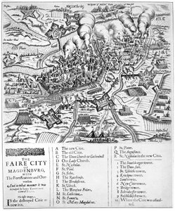 De schone stad Magdenburg, met de vestingwerken en buitenwerken. En hoe het werd belegerd door John Tserclaes Graaf van Tilly, 1631 door John Droeshout